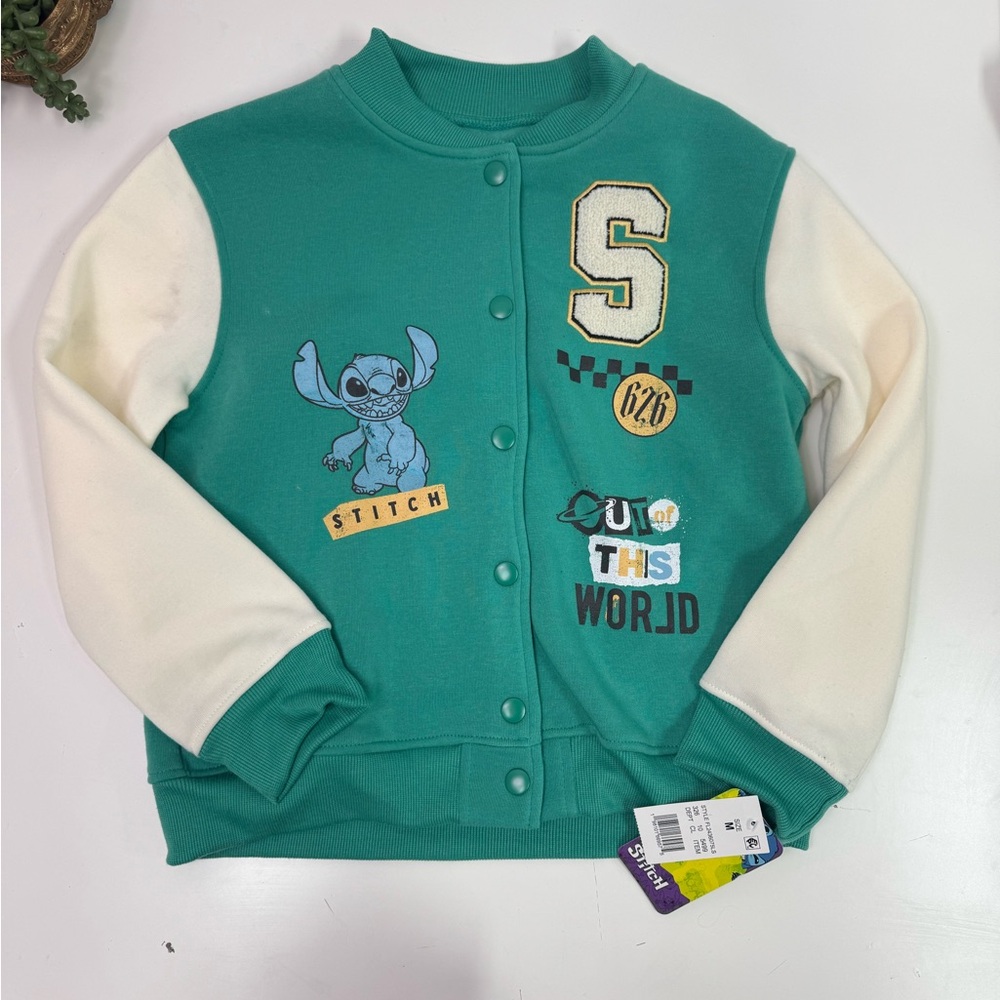 NWT Stitch Disney Varsity Jacket Girls Size Medium